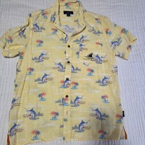 Margaritaville Yellow Short-Sleeve Tropical Button-Down Shirt
